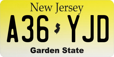 NJ license plate A36YJD