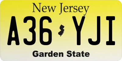 NJ license plate A36YJI