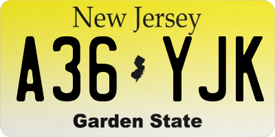 NJ license plate A36YJK
