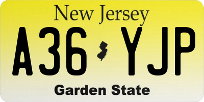 NJ license plate A36YJP