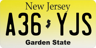 NJ license plate A36YJS
