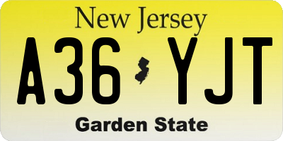 NJ license plate A36YJT