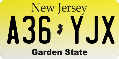 NJ license plate A36YJX