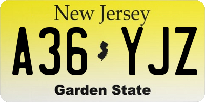 NJ license plate A36YJZ