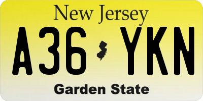 NJ license plate A36YKN