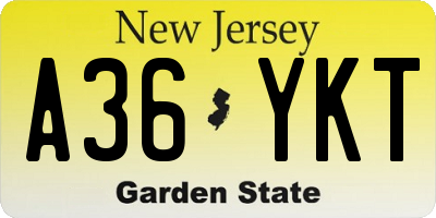 NJ license plate A36YKT