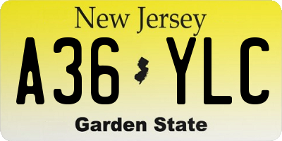 NJ license plate A36YLC
