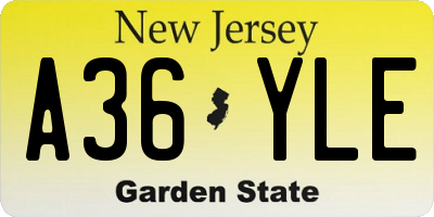 NJ license plate A36YLE
