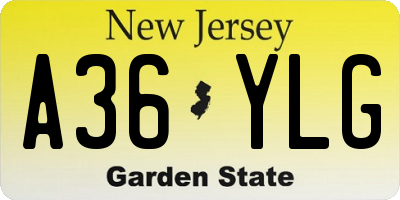 NJ license plate A36YLG