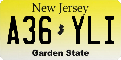 NJ license plate A36YLI