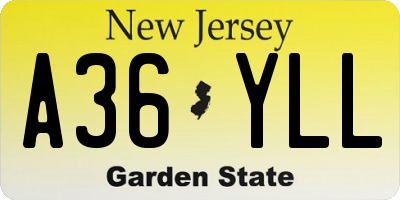 NJ license plate A36YLL