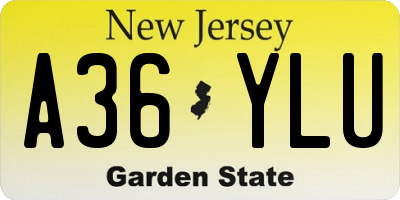 NJ license plate A36YLU