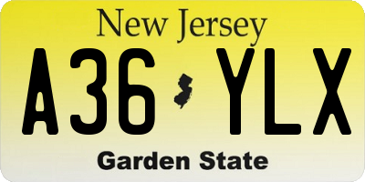NJ license plate A36YLX
