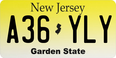 NJ license plate A36YLY