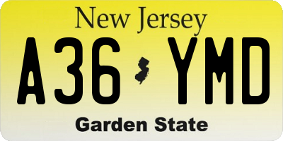 NJ license plate A36YMD