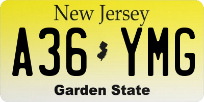 NJ license plate A36YMG