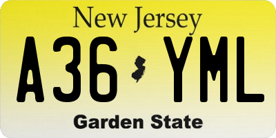 NJ license plate A36YML