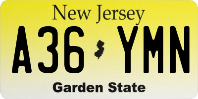 NJ license plate A36YMN
