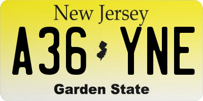 NJ license plate A36YNE