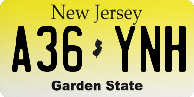 NJ license plate A36YNH