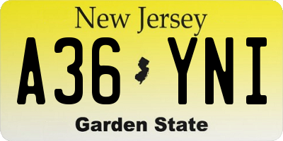 NJ license plate A36YNI