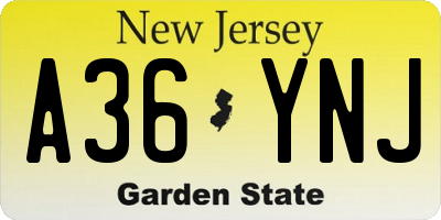 NJ license plate A36YNJ