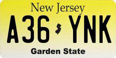 NJ license plate A36YNK