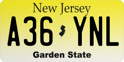 NJ license plate A36YNL