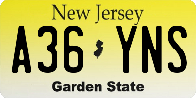 NJ license plate A36YNS