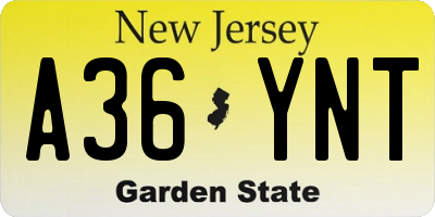 NJ license plate A36YNT
