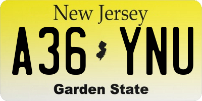 NJ license plate A36YNU