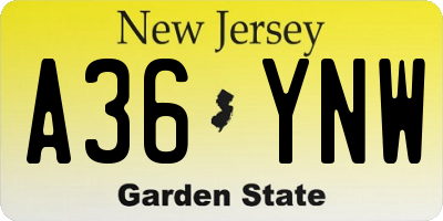 NJ license plate A36YNW