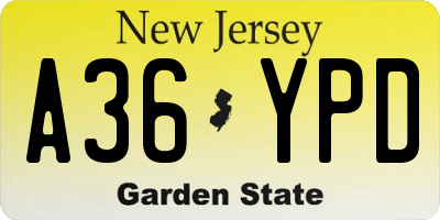 NJ license plate A36YPD