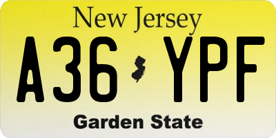 NJ license plate A36YPF