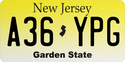 NJ license plate A36YPG