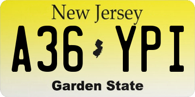 NJ license plate A36YPI