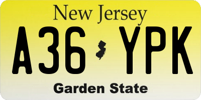 NJ license plate A36YPK
