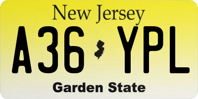 NJ license plate A36YPL