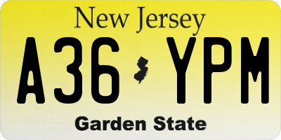 NJ license plate A36YPM