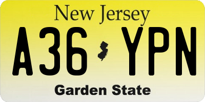 NJ license plate A36YPN