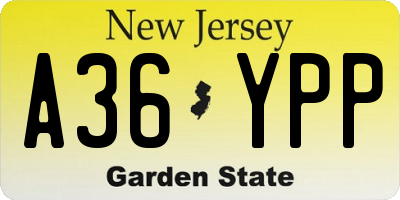 NJ license plate A36YPP