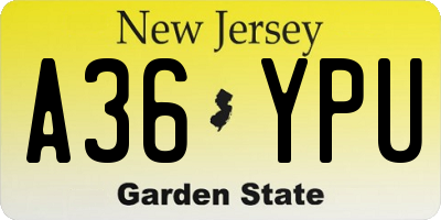 NJ license plate A36YPU