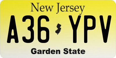 NJ license plate A36YPV