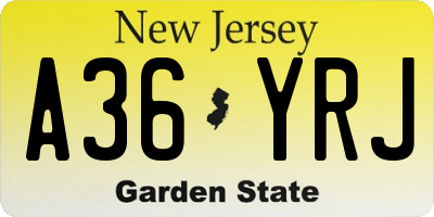 NJ license plate A36YRJ