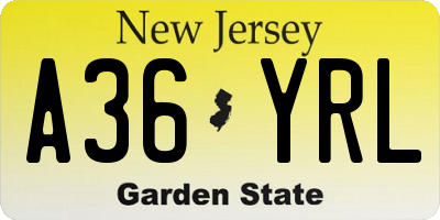 NJ license plate A36YRL