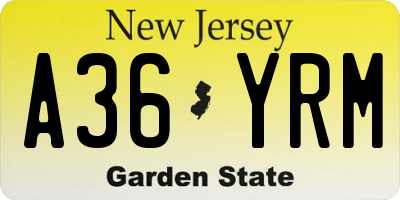 NJ license plate A36YRM