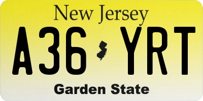 NJ license plate A36YRT