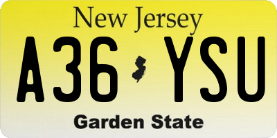NJ license plate A36YSU