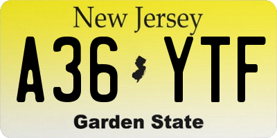 NJ license plate A36YTF
