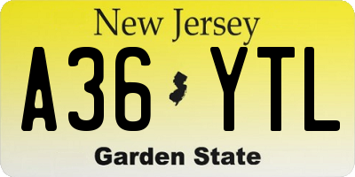 NJ license plate A36YTL